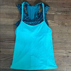 Lululemon mint green and dark green Tank Top Set